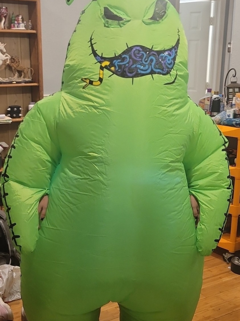 Spirit Inflatable Slimer-Style Costume in Bright Green with Printed Details - Picture 6 of 7